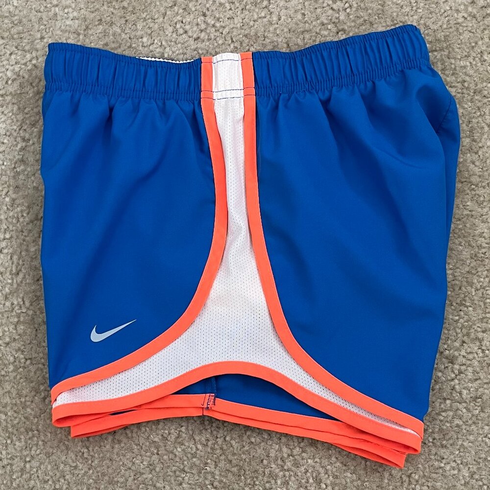 Nike Tempo Athletic Shorts • Size X-Small • Blue/White/Orange
